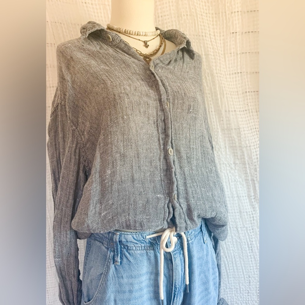 Flax Gray Button Down Shirt